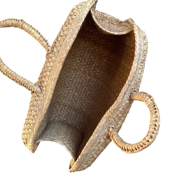 Vintage Large Wicker Satchel Briefcase Tote, Light Tan - Picture 4 of 15